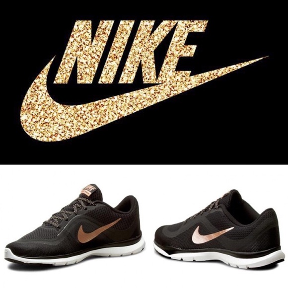 women's nike black and rose gold shoes